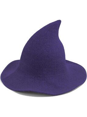 🎃Women's Purple Wide Brim Foldable Classic Wool Knitted Wizard Witch Hats